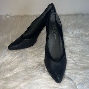 Ted Baker Black Snakeskin & Suede Slingback Heels Sz-10